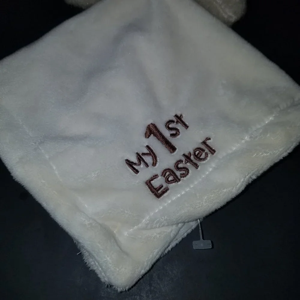 My First Easter Baby Lovey Rattle Plush Toy Deer Reindeer Fawn Ivory Tan